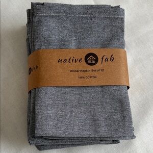 Native Fab Black and White 100%Cotton Dinner Napkin Set of 12